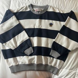 Vintage Victoria National Golf Club Sweatshirt Mens Large Blue White Stripes